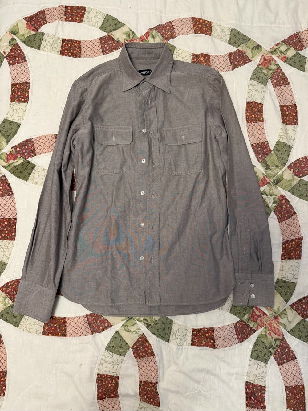 Tom Ford Men’s Dress Shirt Light Blue/Gray Western/workwear 15.5